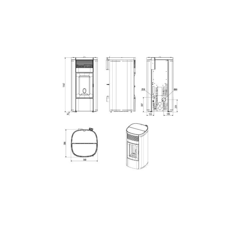 Pelletofen MCZ MUSA Air 10 R M3 (Anschluss hinten) - Maestro+ - 10 kW