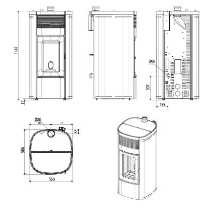 Pelletofen MCZ MUSA Comfort Air 14 UP M3 (Anschluss oben) kanalisierbar - Maestro+ - 14 kW