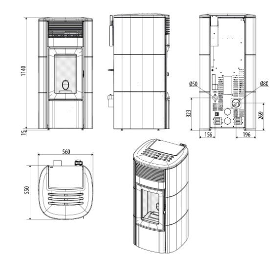 Pelletofen MCZ CLUB Air 10 R M3 (Anschluss hinten) - Maestro+ - 10 kW