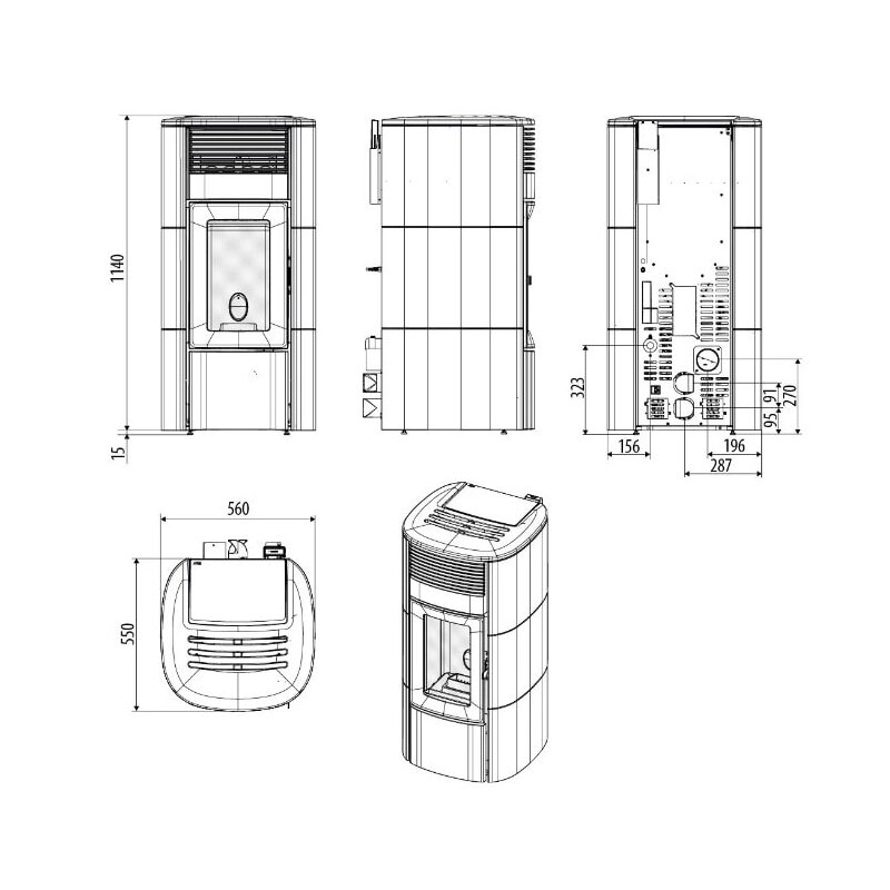 Pelletofen MCZ SUITE Comfort Air 12 R (Anschluss hinten) kanalisierbar M3 - Maestro+ - 12 KW