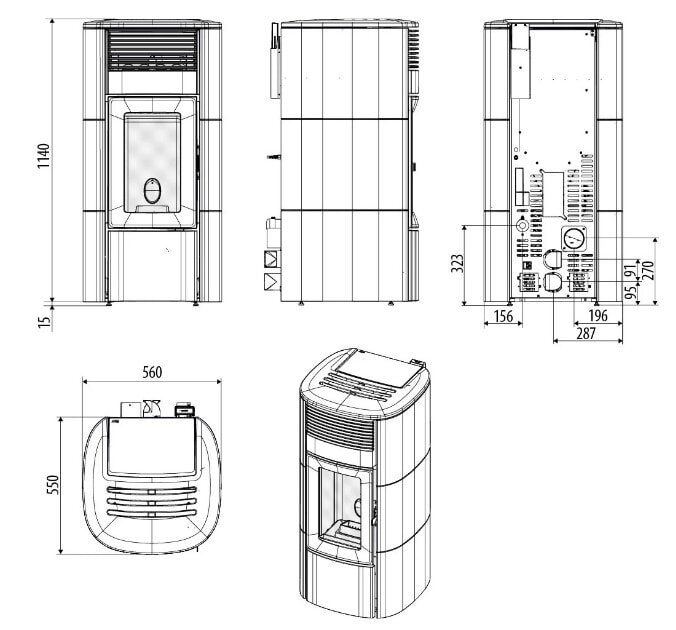 Pelletofen MCZ SUITE Comfort Air 12 R (Anschluss hinten) kanalisierbar M3 - Maestro+ - 12 KW