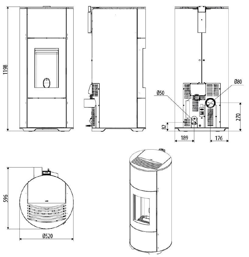 Pelletofen MCZ HALO Air 8 R M2 (Anschluss hinten) - Maestro+ - 8 kW