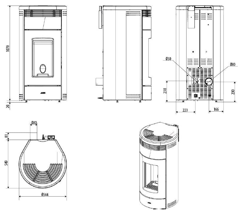 Pelletofen MCZ Loop Air 8 R M2 (Anschluss hinten) - Maestro+ - Schwarz, 8 kW