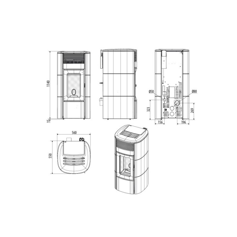 Pelletofen MCZ CLUB Absolute Air 10 UP M3 (Anschluss oben) - Maestro+ - 10 kW