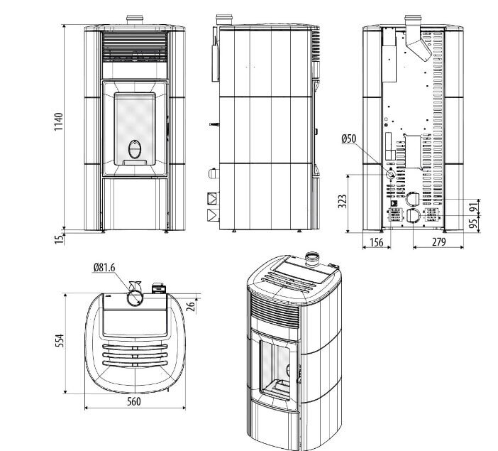 Pelletofen MCZ CLUB Absolute Comfort Air 12 UP M3 (Anschluss oben) kanalisierbar - Maestro+ - 12 KW