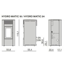 Pelletofen wassergeführt MCZ CLUB Absolute Hydromatic 18 R M2 (Anschluss hinten) - Maestro+ - 18 kW