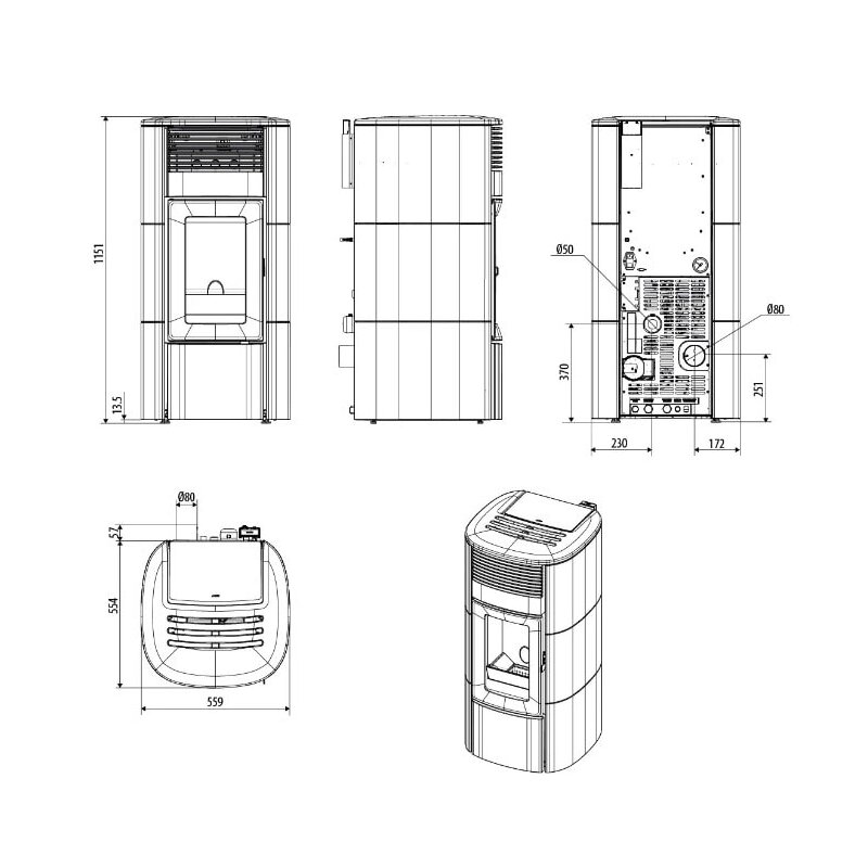 Pelletofen wassergeführt MCZ CLUB Absolute Hydromatic 24 R M2 (Anschluss hinten)  - Maestro+ - 24 kW