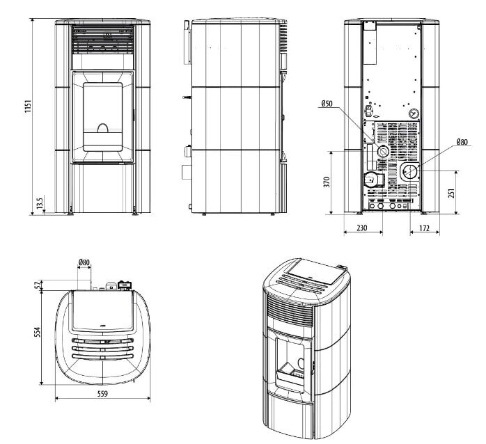 Pelletofen wassergeführt MCZ CLUB Absolute Hydromatic 24 R M2 (Anschluss hinten)  - Maestro+ - 24 kW