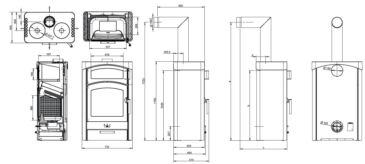 Kaminofen Austroflamm Pallas mit Kochplatten - 9 kW