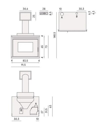 wassergeführter Pelletkamineinsatz Cadel Saturno 16 - 18 kW
