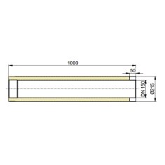 Doppelwandiges Rauchrohr Ø150 x 1000 x 2 mm, Farbe schwarz