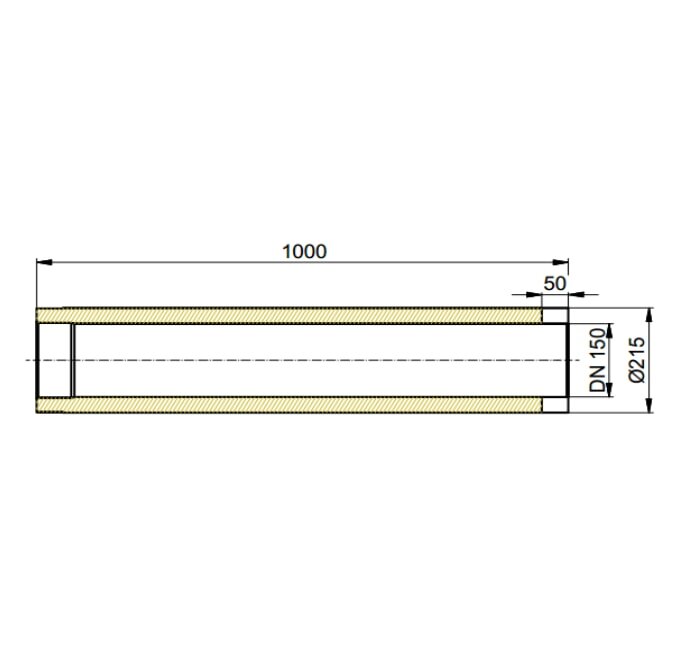 Doppelwandiges Rauchrohr Ø150 x 1000 x 2 mm, Farbe schwarz