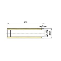Doppelwandiges Rauchrohr Ø150 x 750 x 2 mm, Farbe schwarz