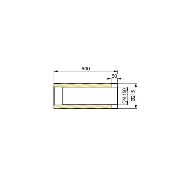 Doppelwandiges Rauchrohr Ø150 x 500 x 2 mm, Farbe schwarz