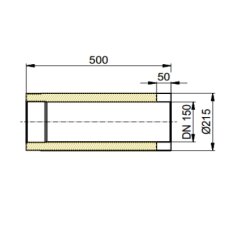 Doppelwandiges Rauchrohr Ø150 x 500 x 2 mm, Farbe schwarz