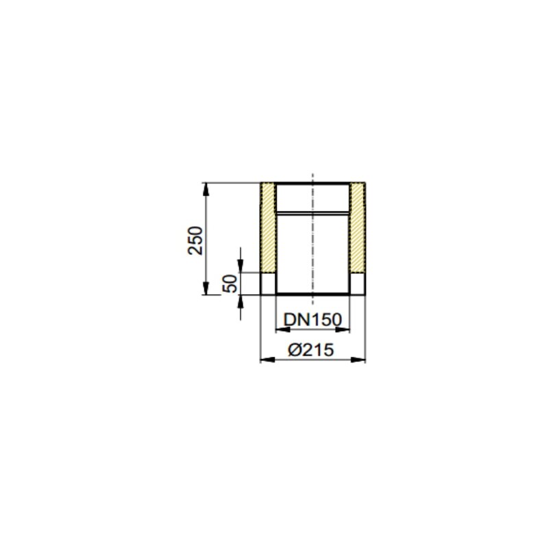 Doppelwandiges Rauchrohr Ø150 x 250 x 2 mm, Farbe schwarz