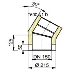 Doppelwandiger Rauchrohrbogen Ø150 x 30°  x 2 mm, Farbe schwarz