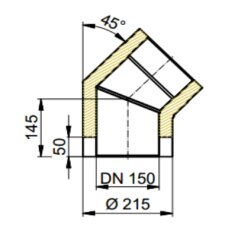 Doppelwandiger Rauchrohrbogen Ø150 x 45° x 2 mm, Farbe schwarz