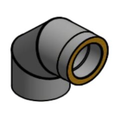 Doppelwandiger Rauchrohrbogen Ø150 x 90° x 2 mm, Farbe schwarz