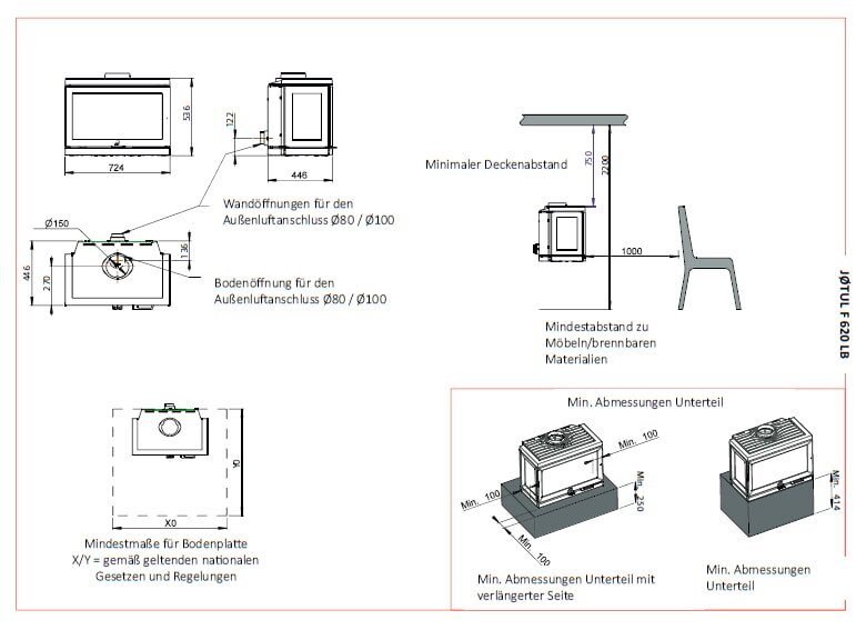 Kaminofen Gussofen Jotul F 620 LB (Low Base) - 8,7 kW