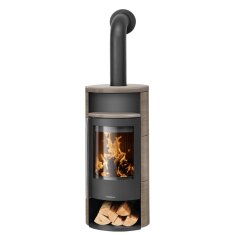 Ovaler Kaminofen Oranier Polar Neo 8 - 8 kW, Kachel Grappa, Korpus Stahl Gussgrau