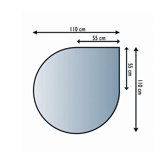 Bodenplatte Glas ESG 6mm mit Facette Tropfen 1100 x 1100 mm