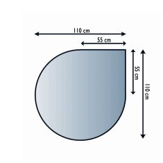 Bodenplatte Glas ESG 6mm mit Facette Tropfen 1100 x 1100 mm