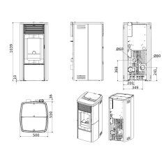 Pelletofen wassergeführt MCZ EGO Hydromatic 8 R (Anschluss hinten) - Maestro+ - 8 kW