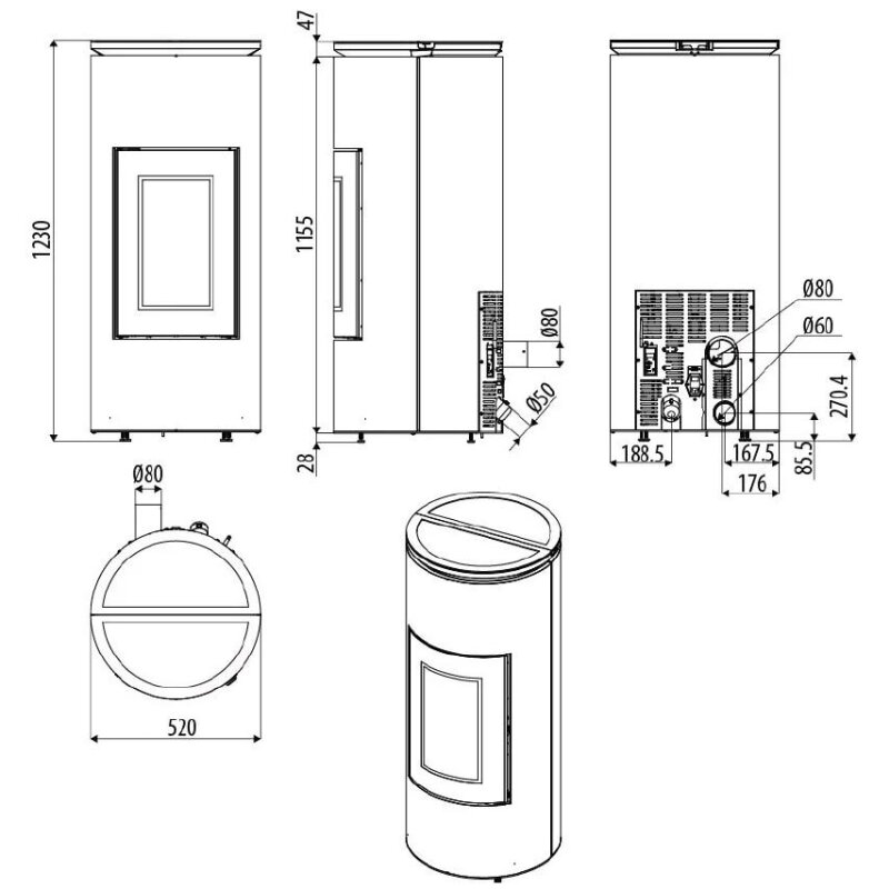 Pelletofen MCZ MOOD Comfort Air 8 CORE R (Anschluss hinten) kanalisierbar - Maestro+ - 8 kW
