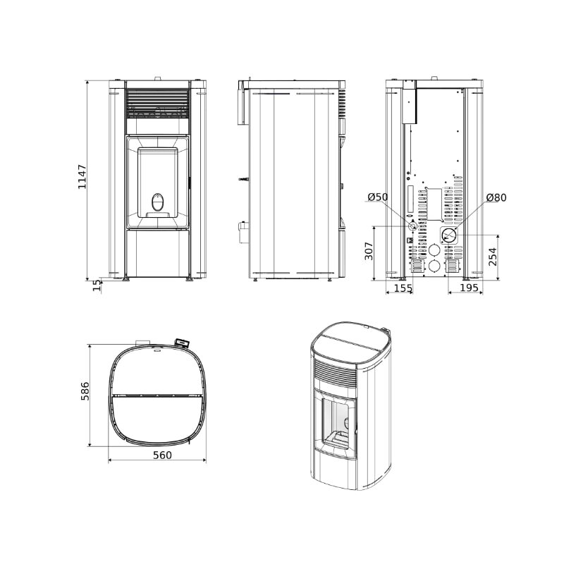 Pelletofen MCZ MUSA Comfort Air Matic 12 R CORE M3 (Anschluss hinten) kanalisierbar - Maestro+ - 12 kW