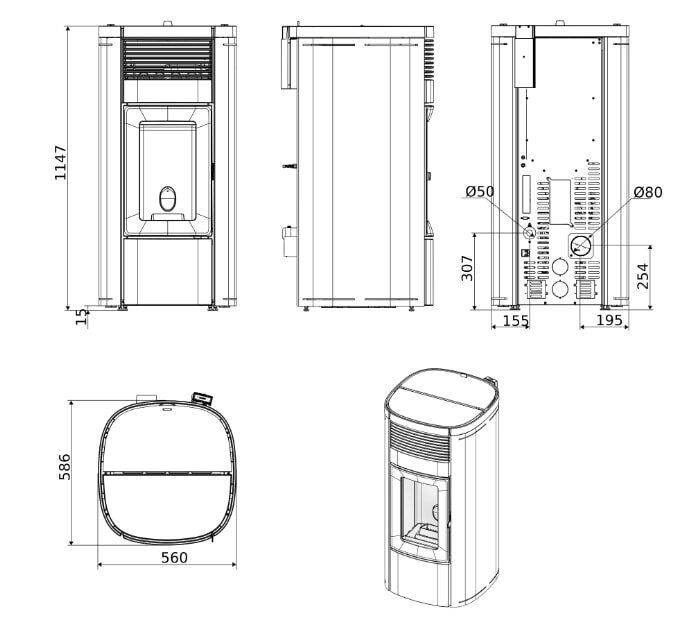 Pelletofen MCZ MUSA Comfort Air Matic 12 R CORE M3 (Anschluss hinten) kanalisierbar - Maestro+ - 12 kW
