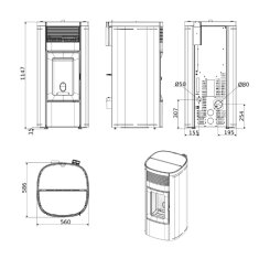Pelletofen MCZ MUSA Comfort Air Matic 14 R CORE M3 (Anschluss hinten) kanalisierbar - Maestro+ - 14 kW
