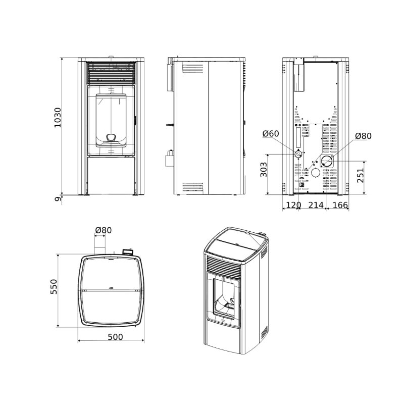 Pelletofen MCZ EGO Air Matic 10 CORE R (Anschluss hinten) - Maestro+ - 10 kW