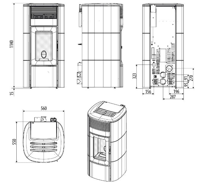 Pelletofen MCZ SUITE Comfort Air Matic 12 CORE R (Anschluss hinten) kanalisierbar - Maestro+ - 12 KW