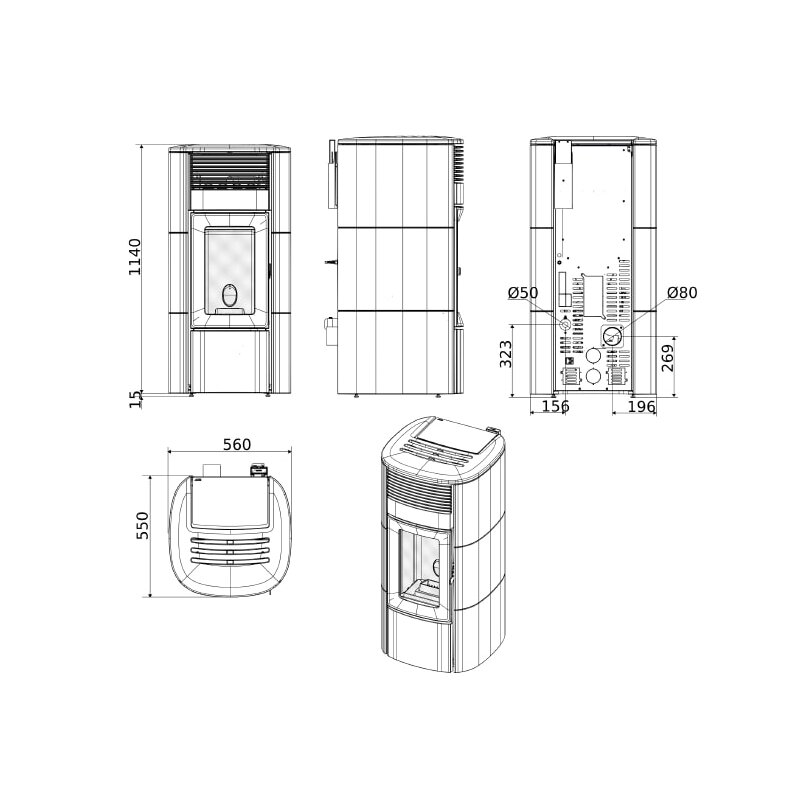 Pelletofen MCZ CLUB Absolute Air Matic 10 CORE R M3 (Anschluss hinten) - Maestro+ - 10 kW