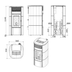 Pelletofen MCZ CLUB Comfort Air Matic 12 CORE R (Anschluss hinten) kanalisierbar - Maestro+ - 12 KW