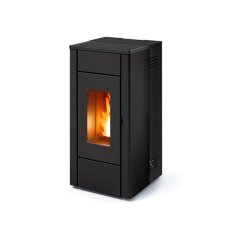 Eckiger Pelletofen MCZ Amy Air - 6 kW, grau-rot