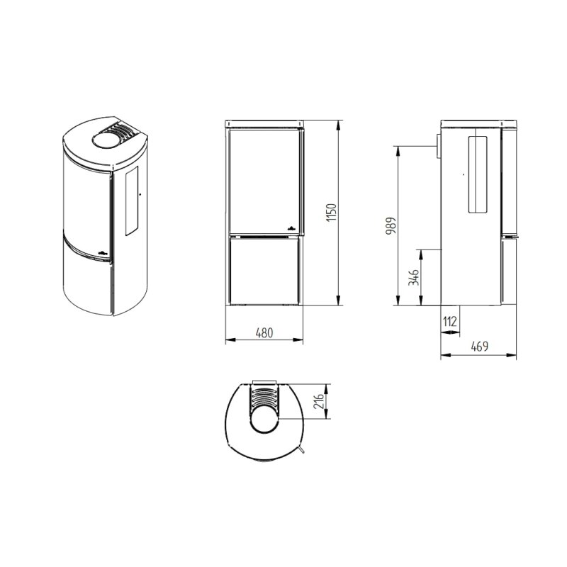 Kaminofen Jydepejsen Cozy Modern mit Seitenfenster - 6 kW