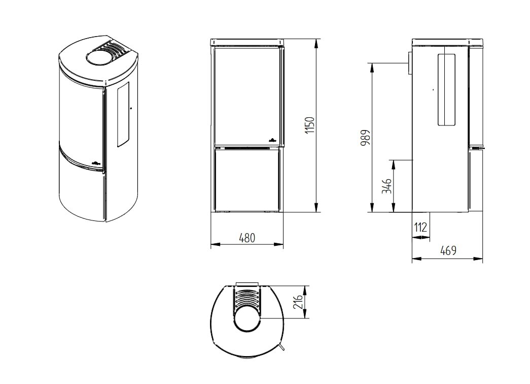 Kaminofen Jydepejsen Cozy Modern mit Seitenfenster - 6 kW