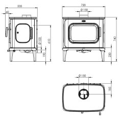 Kaminofen Gussofen Dovre Saga 301 - 10 kW - Schwarz