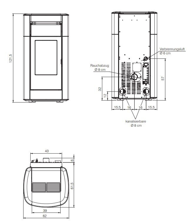 Pelletofen Edilkamin Vyda2 Evo (kanaliserbar)  - 12,6 kW