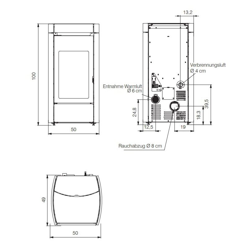 Pelletofen Edilkamin Lena 9+ Evo (kanalisierbar) - 9,2 kW