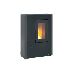Eckiger Pelletofen La Nordica Extraflame Luiselle - 4,4 kW, schwarz, im Wohnzimmer