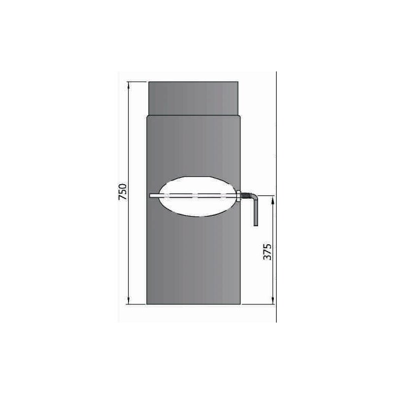Rauchrohr Ø160 x 750 x 2 mm mit Drosselklappe, Farbe schwarz