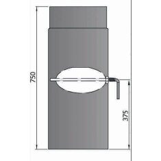 Rauchrohr Ø160 x 750 x 2 mm mit Drosselklappe, Farbe schwarz