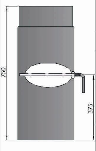 Rauchrohr Ø160 x 750 x 2 mm mit Drosselklappe, Farbe schwarz