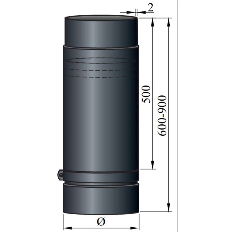 Teleskoprohr Ø120 x 500 x 2 mm, Farbe schwarz