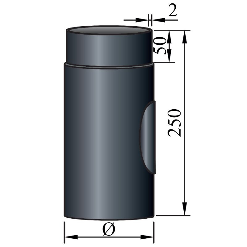 Rauchrohr mit Reinigungsöffnung Ø120 x 250 x 2 mm, Farbe schwarz
