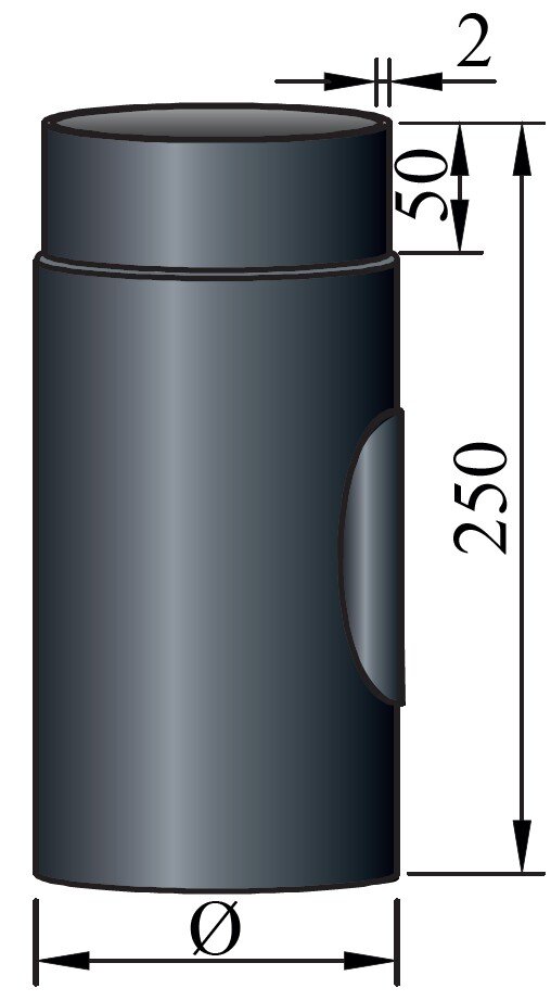 Rauchrohr mit Reinigungsöffnung Ø120 x 250 x 2 mm, Farbe schwarz
