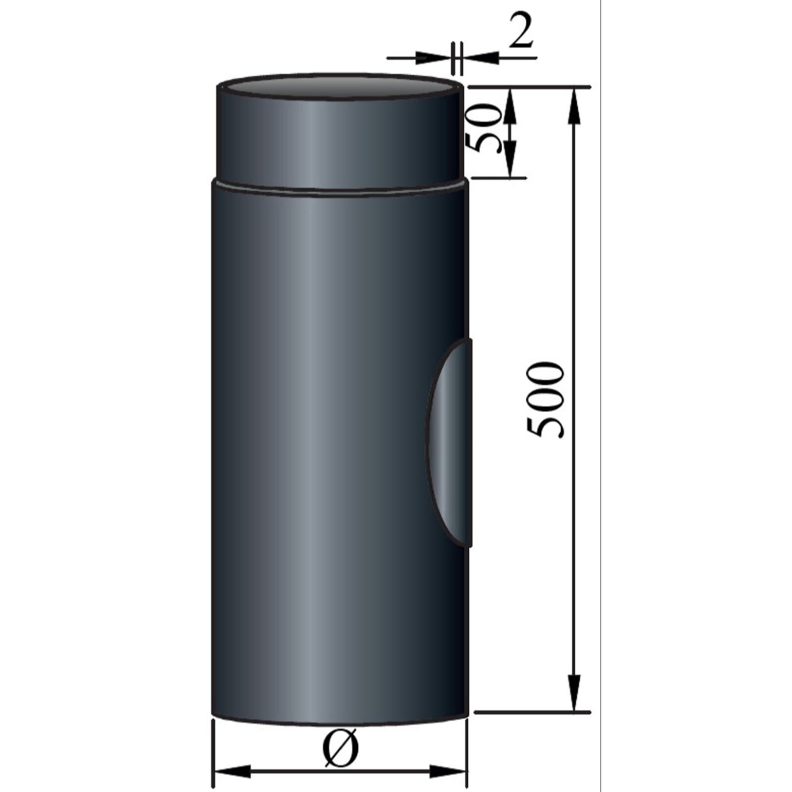 Rauchrohr mit Reinigungsöffnung Ø120 x 500 x 2 mm, Farbe schwarz